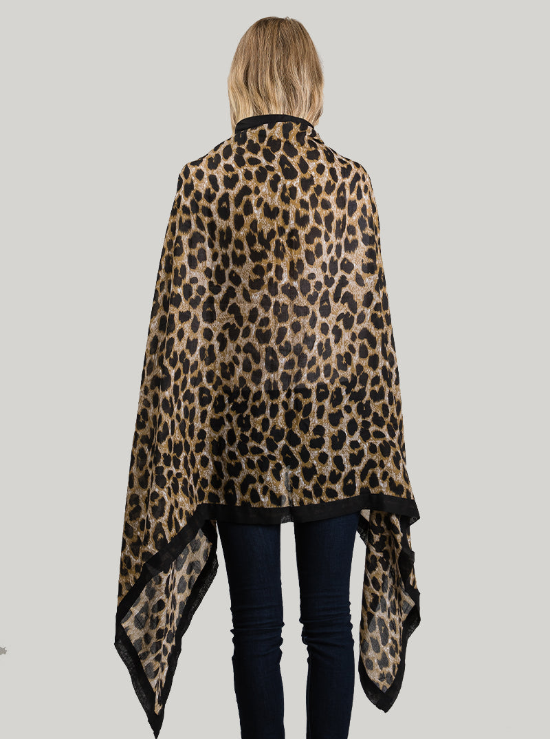 Animal Leopard-Print Polyester Oblong Scarf