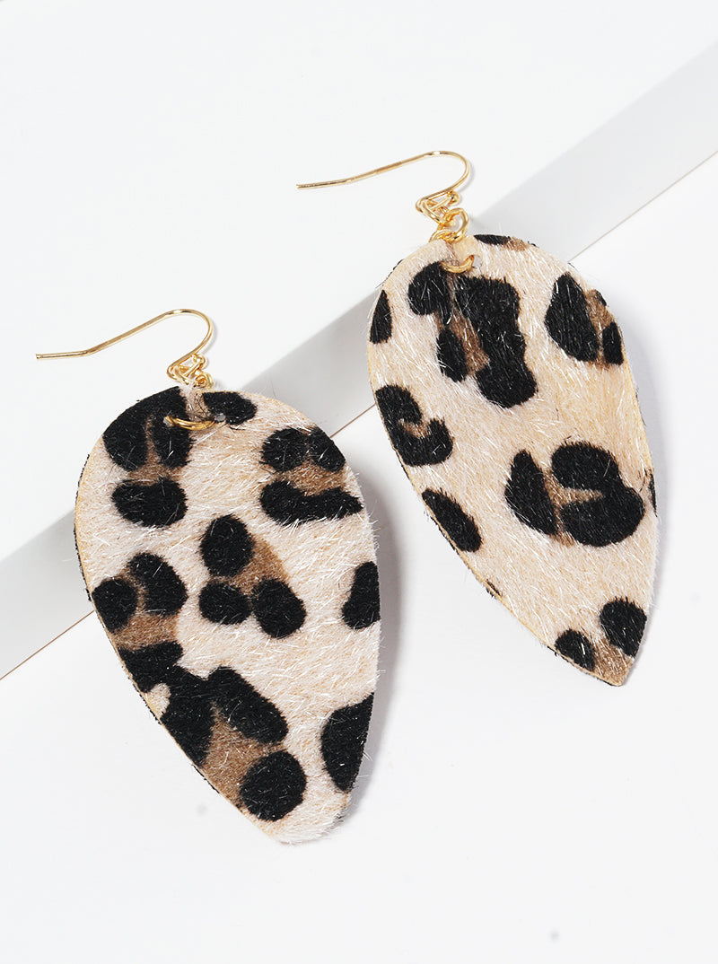 Animal Pattern Leatherette Dangle Drop Earrings