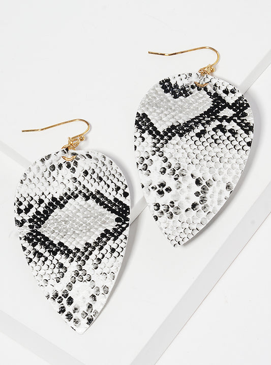 Animal Pattern Leatherette Dangle Drop Earrings