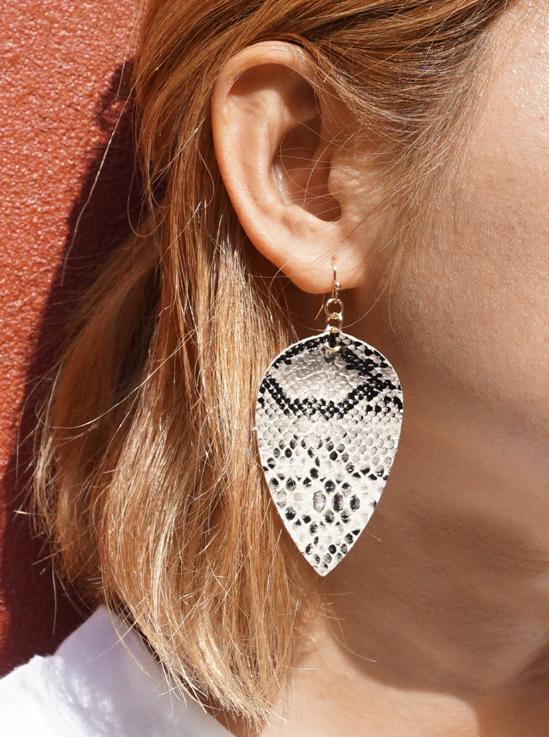 Animal Pattern Leatherette Dangle Drop Earrings