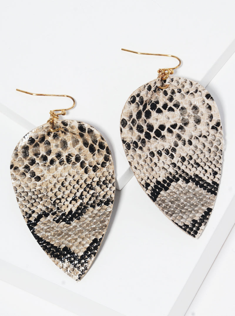 Animal Pattern Leatherette Dangle Drop Earrings