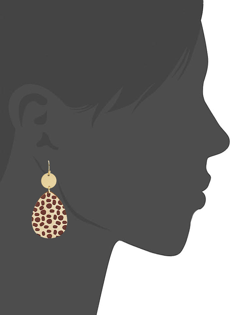 Animal Pattern Printed Rectangle Wood Dangle Drop Earrings