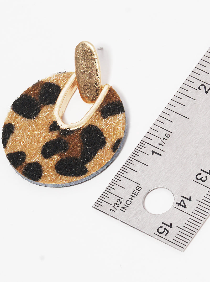 Animal Print Leatherette Door Knocker Post Earrings