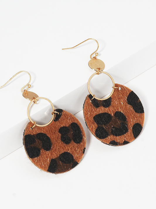 Animal Print Leatherette Teardrop Dangle Drop Earrings