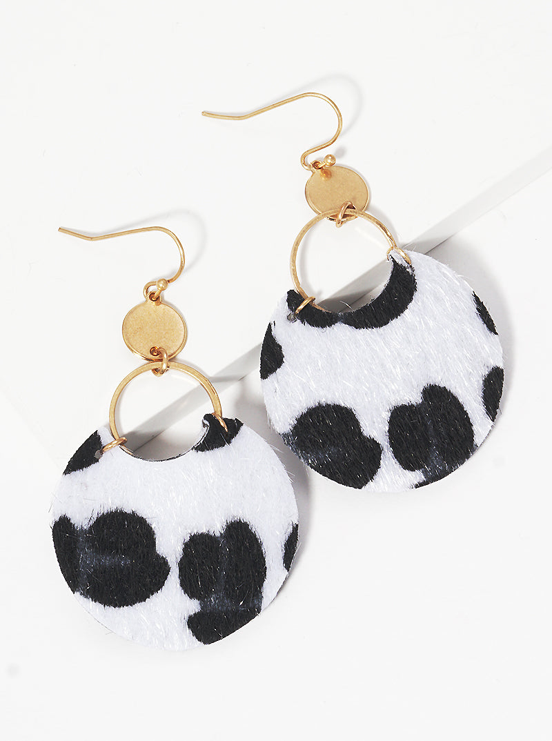 Animal Print Leatherette Teardrop Dangle Drop Earrings