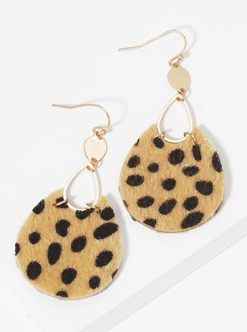 Animal Print Leatherette Teardrop Dangle Drop Earrings