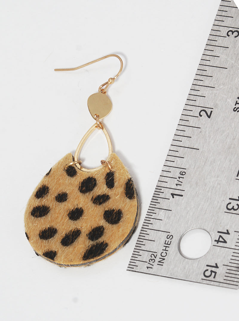 Animal Print Leatherette Teardrop Dangle Drop Earrings