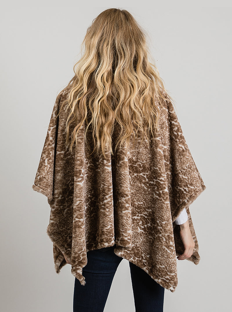 Animal Print Turtle Neck Cape Poncho