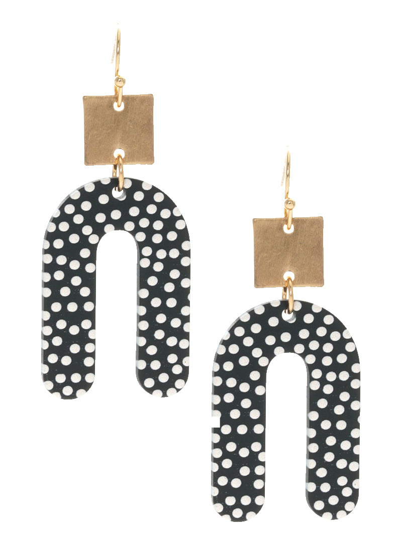 Animal Printed Acrylic Arch Dangle Drop Earrings