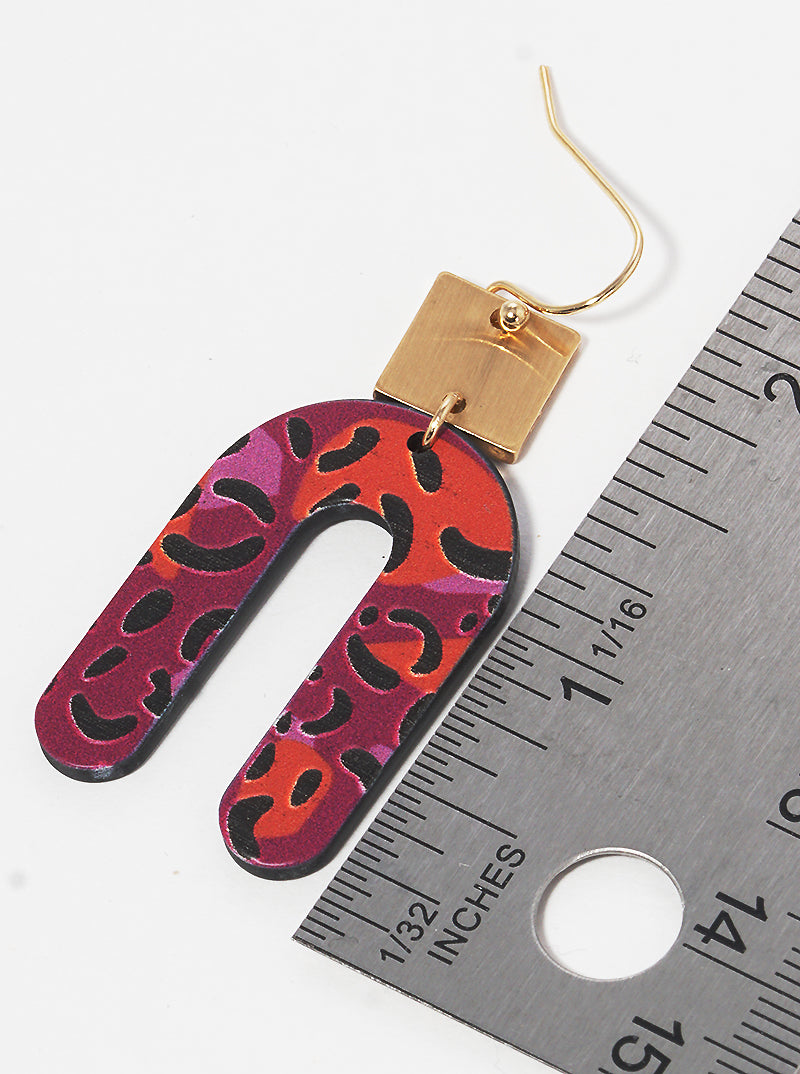 Animal Printed Acrylic Arch Dangle Drop Earrings
