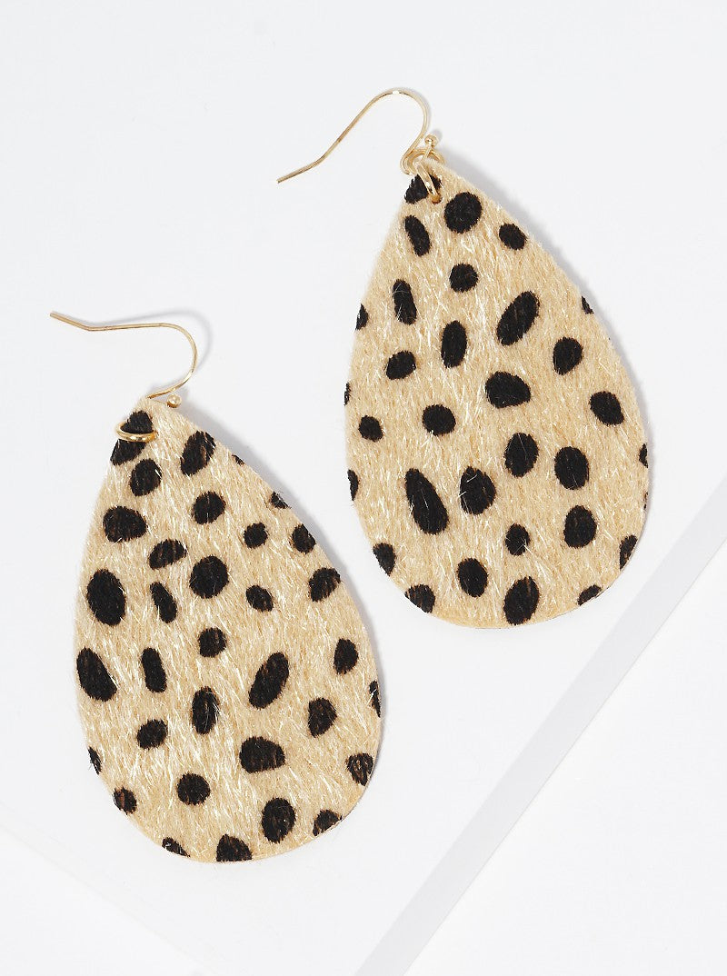 Animal Printed Leatherette Teardrop Dangle Drop Earrings