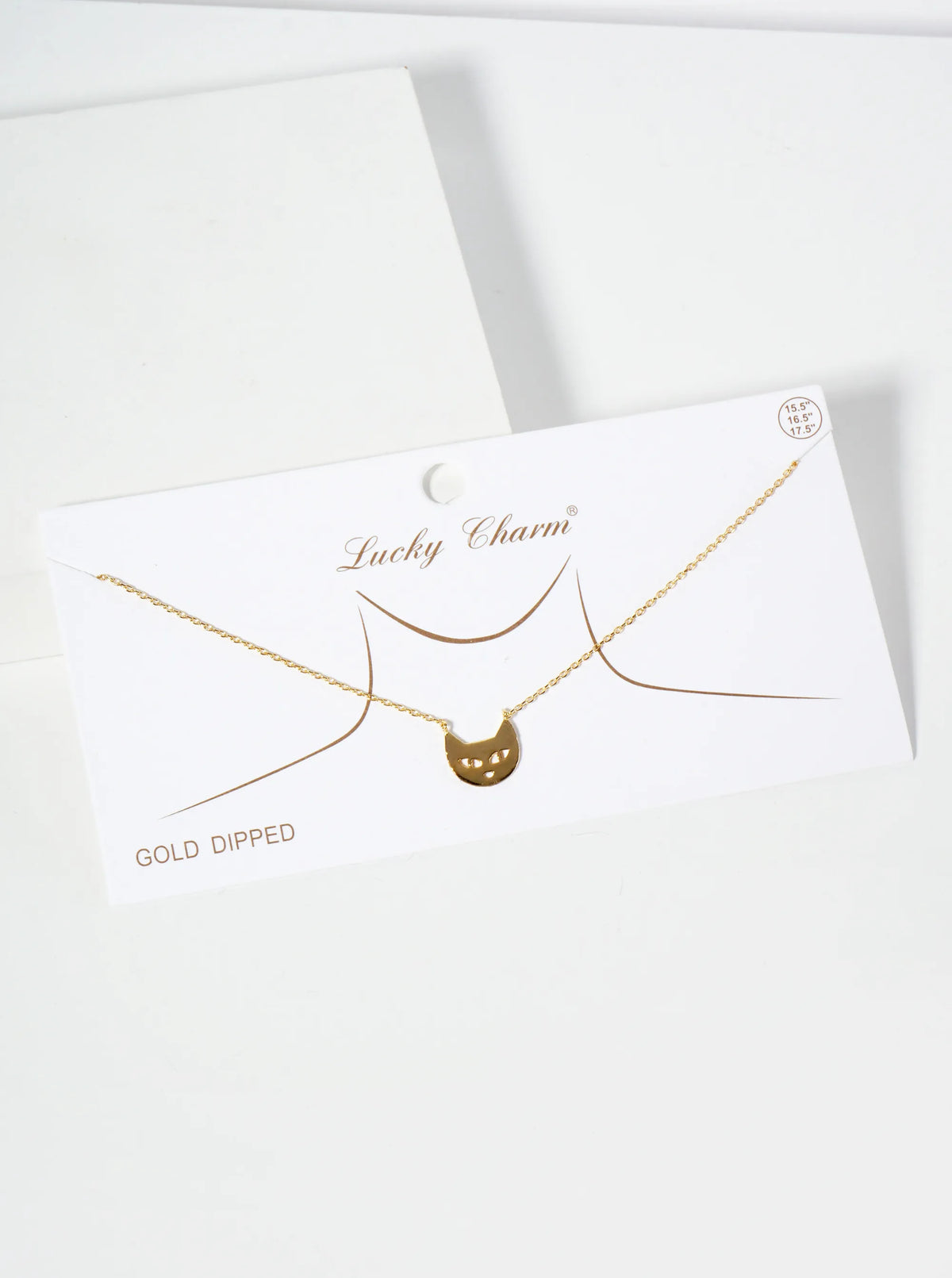 Animal-Theme 18K-Gold-Dipped Brass Cat Face Pendant Necklace