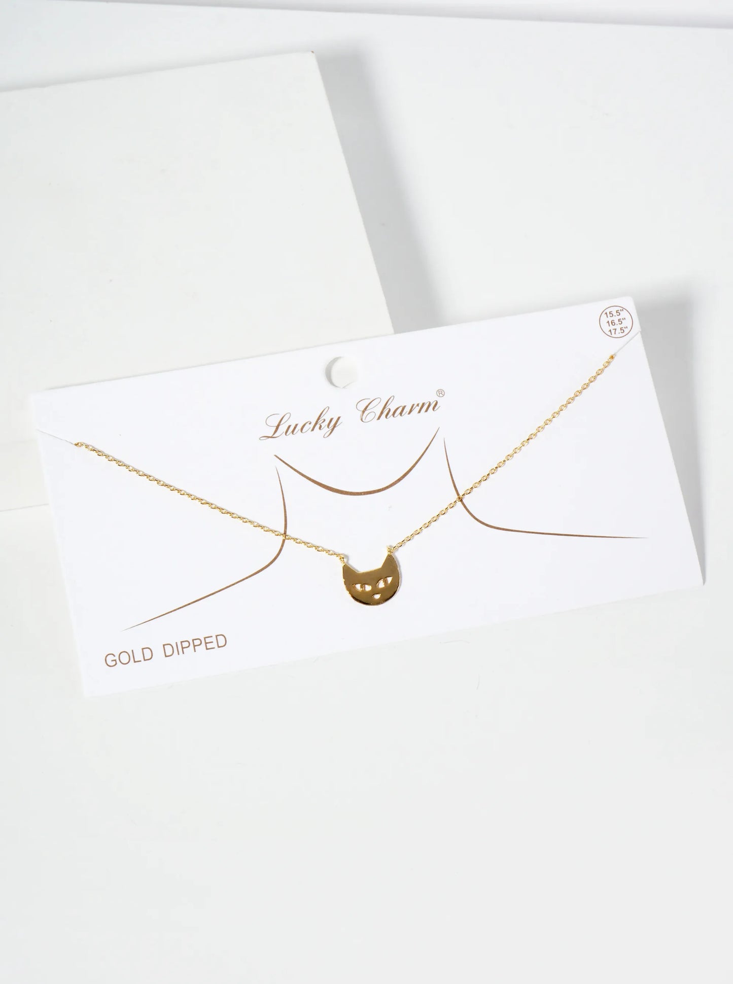 Animal-Theme 18K-Gold-Dipped Brass Cat Face Pendant Necklace
