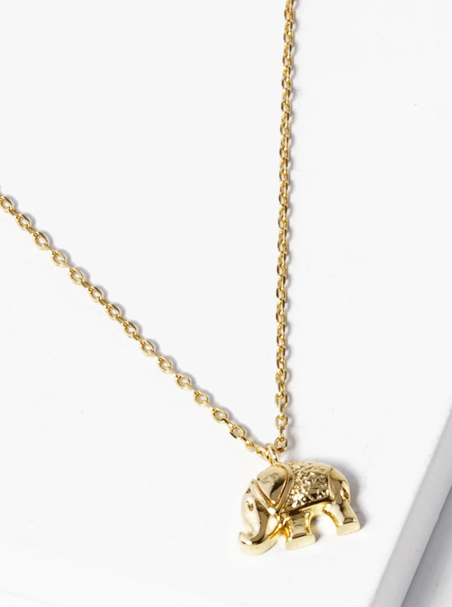 Animal-Theme 18K-Gold-Dipped Brass Elephant Pendant Necklace