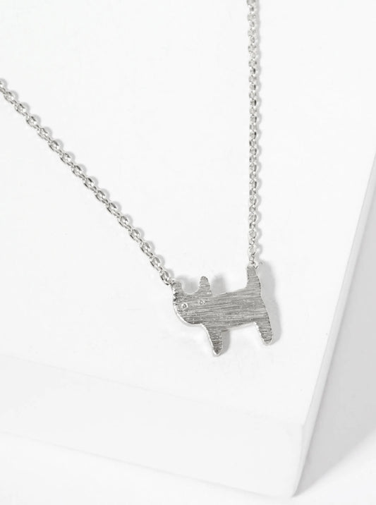 Animal-Theme 18K-Gold-Dipped Brushed-Textured Cat Pendant Necklace