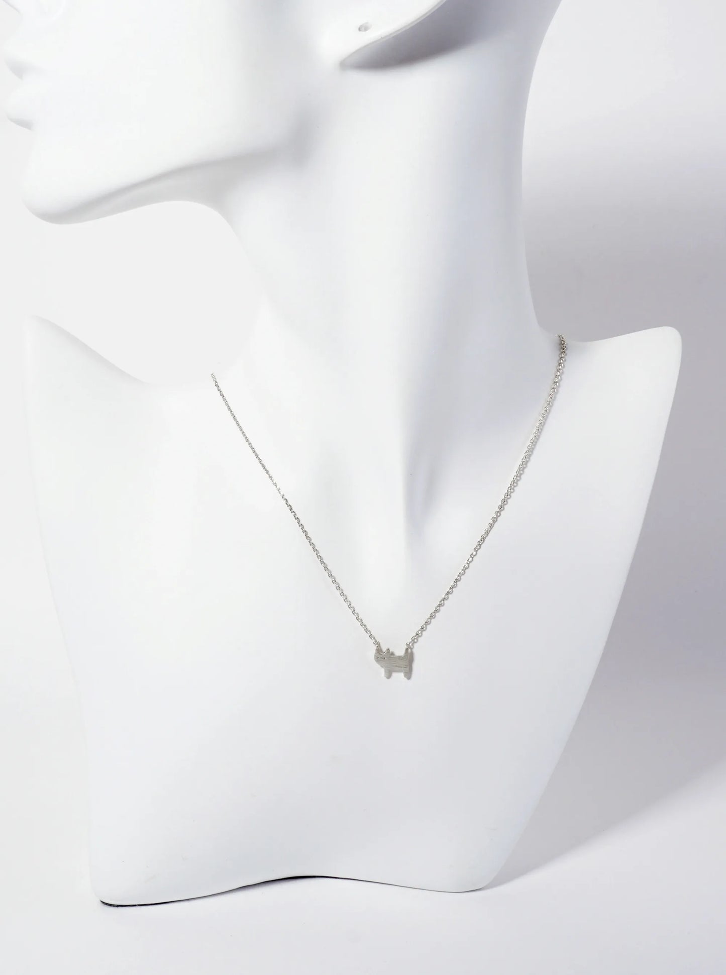 Animal-Theme 18K-Gold-Dipped Brushed-Textured Cat Pendant Necklace