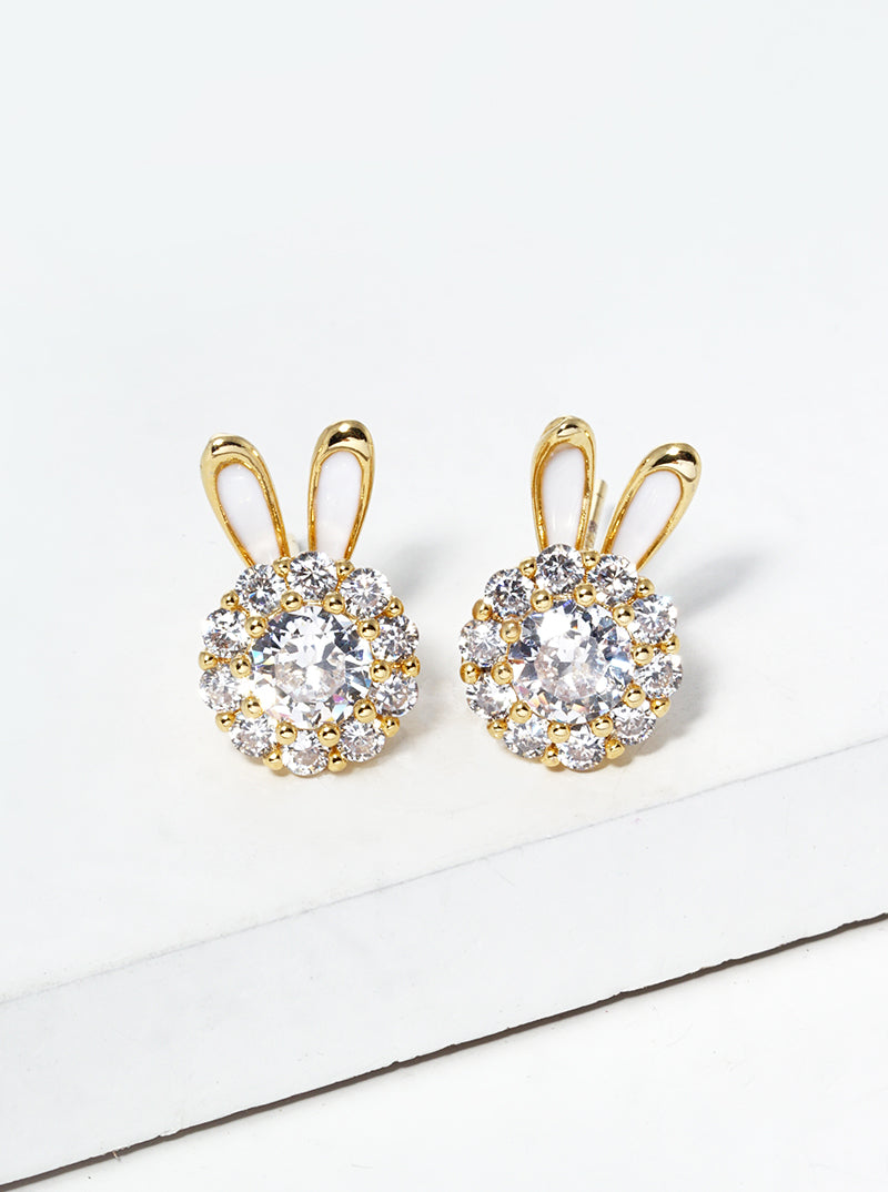 Spiritual-Theme 18K-Gold-Dipped CZ Pave Butterfly Post Stud Earrings