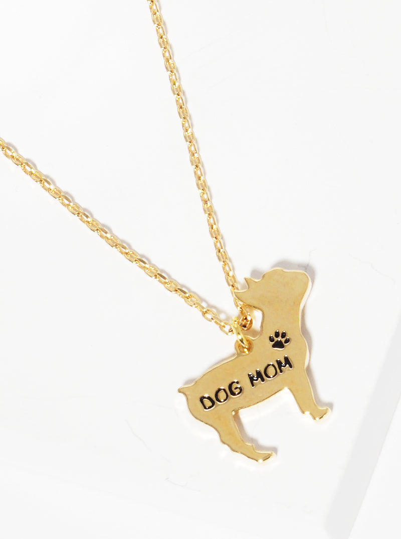 Animal-Theme 18K-Gold-Dipped Dog Mom Pendant Necklace