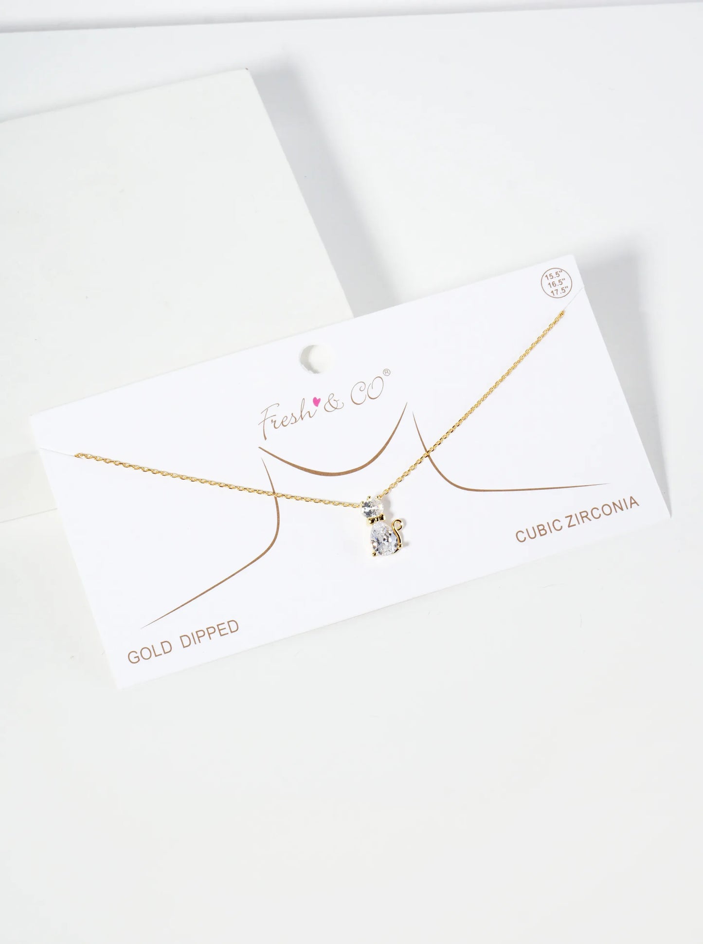 Animal-Theme 18K-Gold-Dipped Geometric Cubic-Zirconia Cat Pendant Necklace