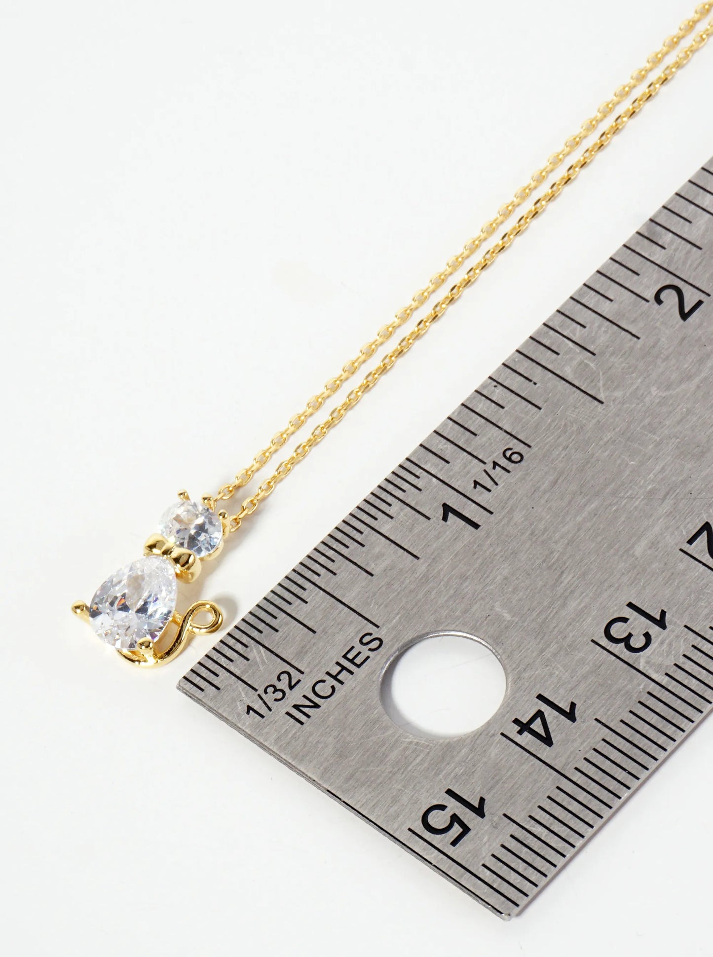 Animal-Theme 18K-Gold-Dipped Geometric Cubic-Zirconia Cat Pendant Necklace