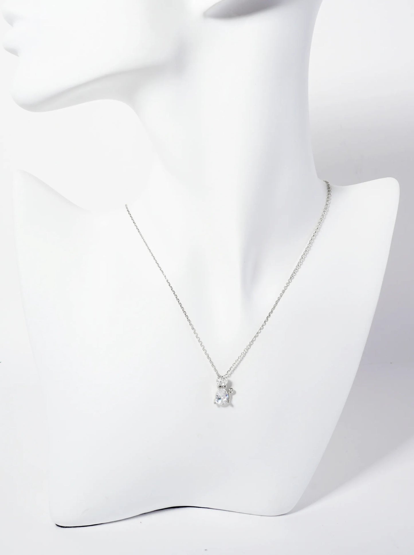 Animal-Theme 18K-Gold-Dipped Geometric Cubic-Zirconia Cat Pendant Necklace