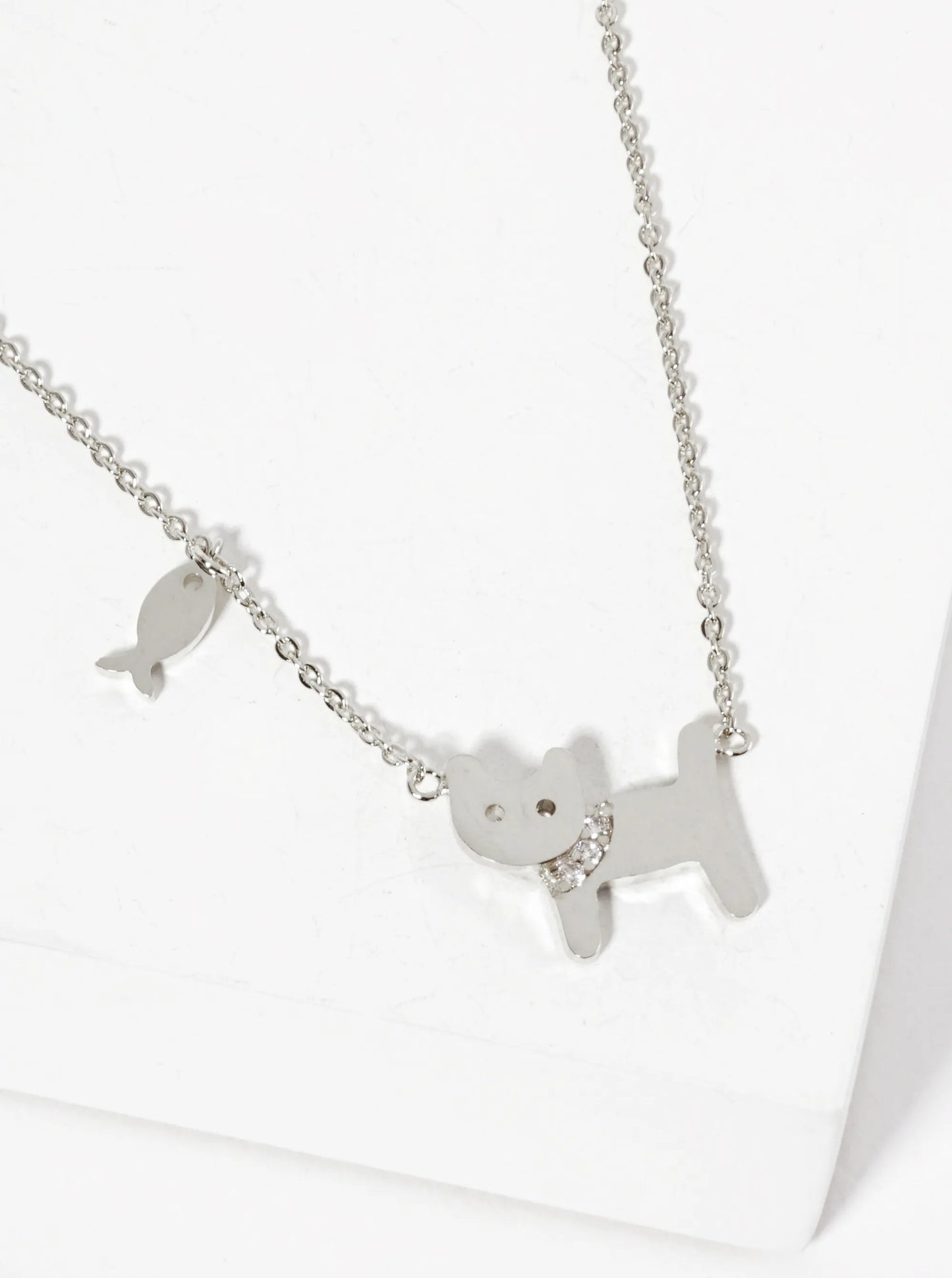 Animal-Theme 18K-Gold-Dipped Pave-Set CZ Cat Pendant Necklace