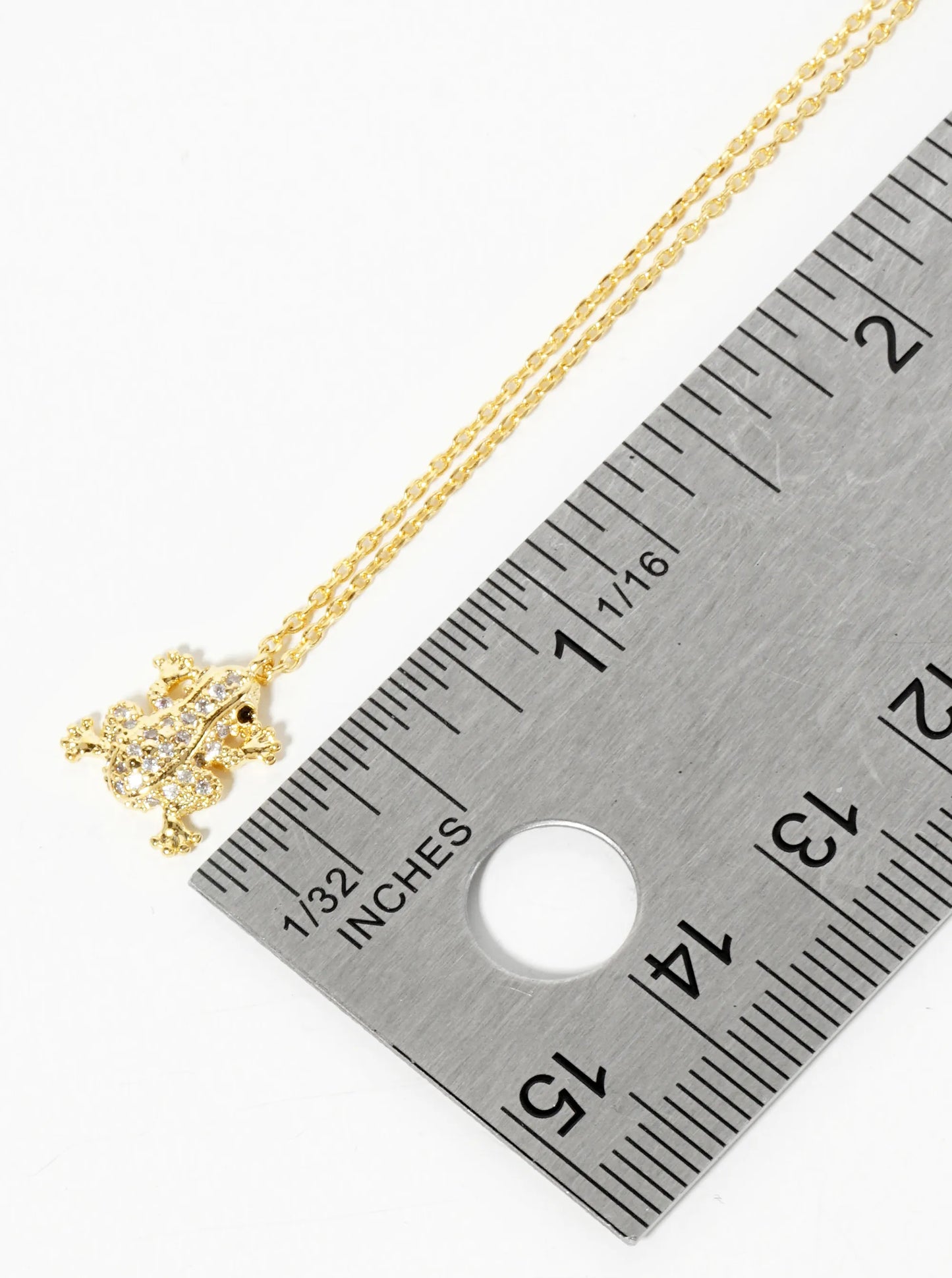 Animal-Theme 18K-Gold-Dipped Pave Set CZ Frog Pendant Necklace