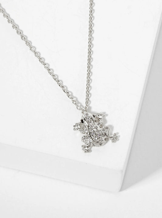 Animal-Theme 18K-Gold-Dipped Pave Set CZ Frog Pendant Necklace