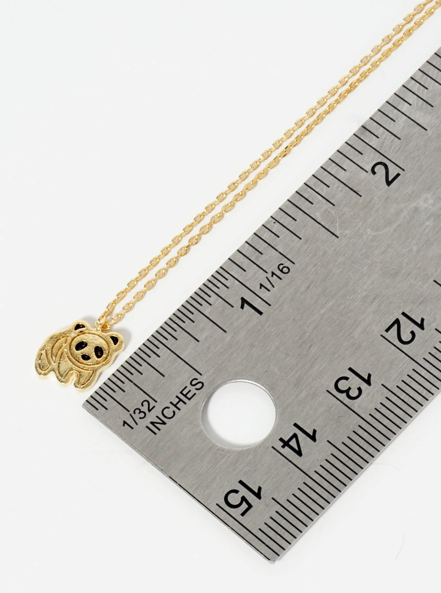 Animal-Theme Brushed Brass Panda Pendant 18K-Gold-Dipped Necklace