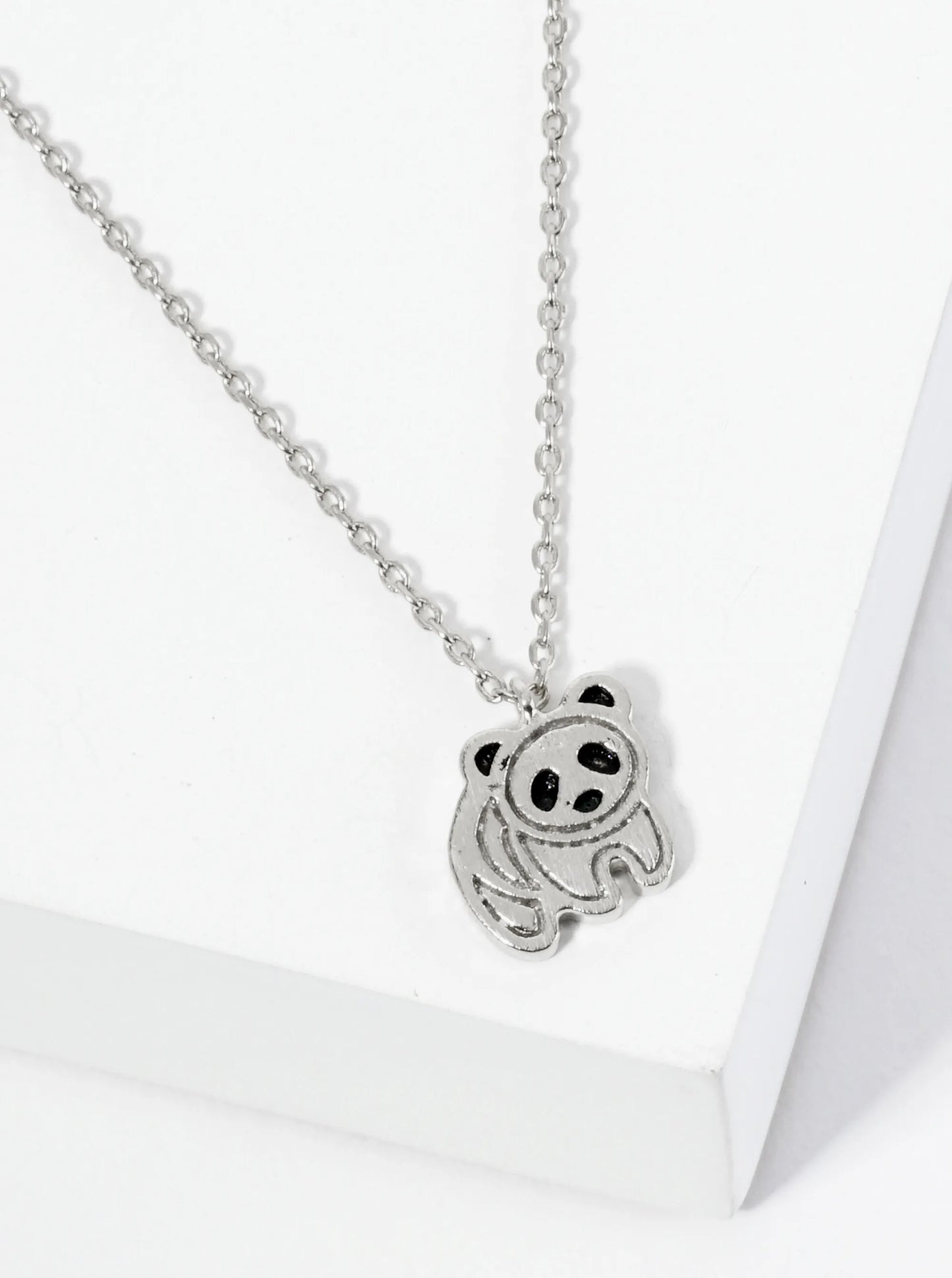 Animal-Theme Brushed Brass Panda Pendant 18K-Gold-Dipped Necklace