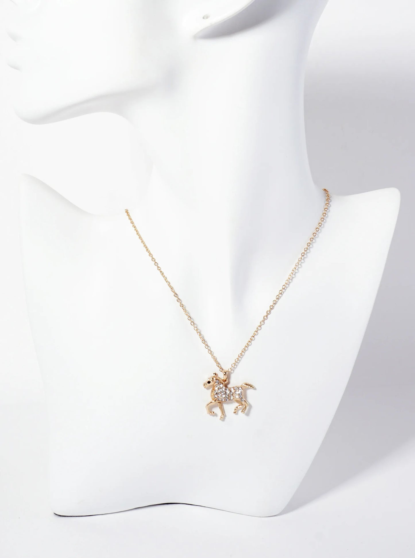 Animal-Theme Crystal-Pave Horse Pendant Necklace