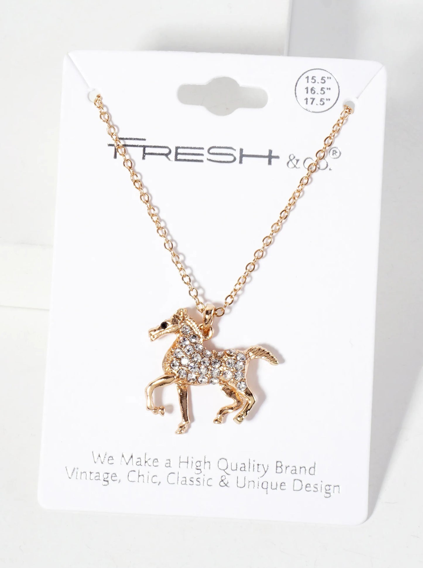 Animal-Theme Crystal-Pave Horse Pendant Necklace