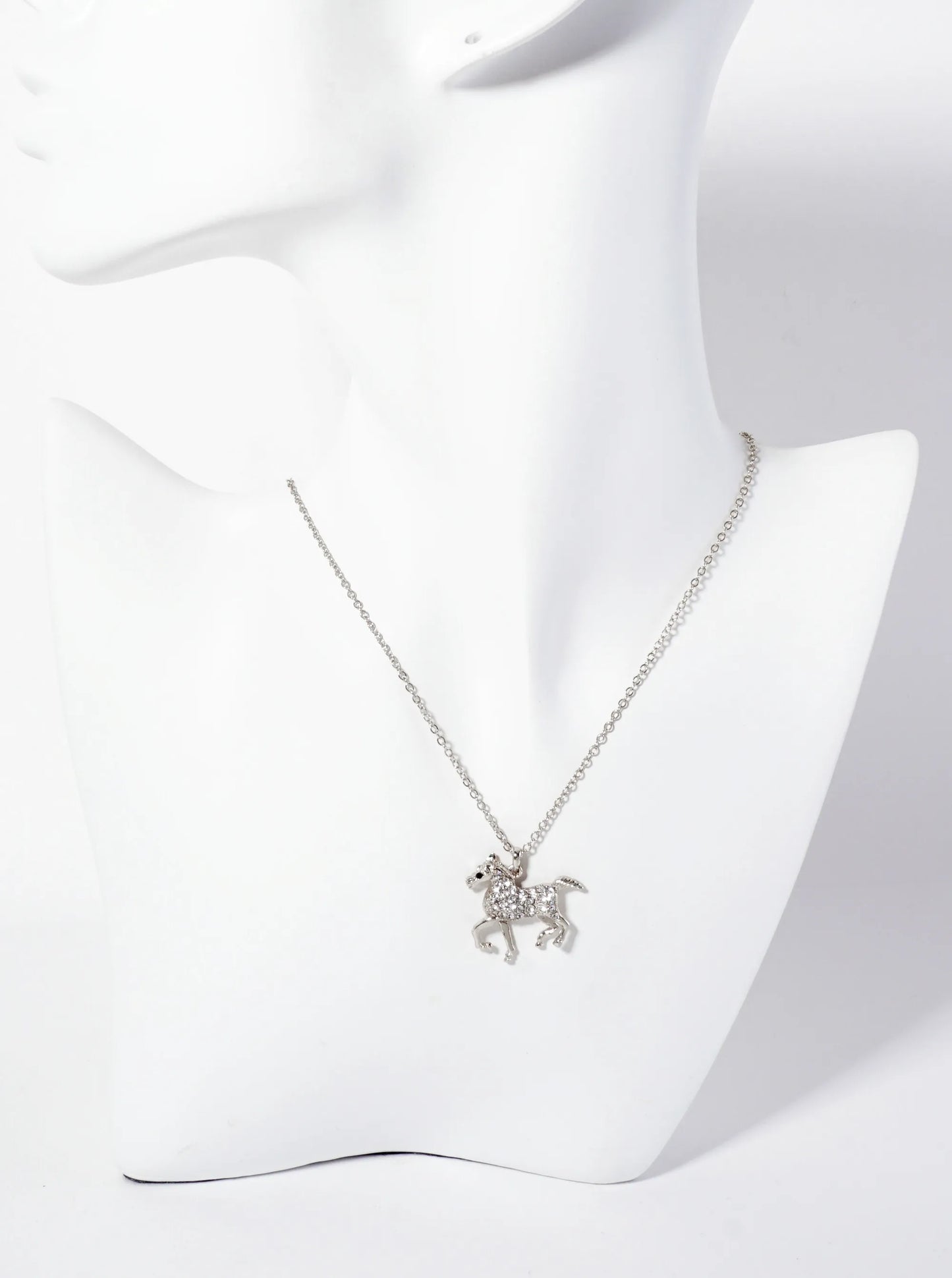 Animal-Theme Crystal-Pave Horse Pendant Necklace