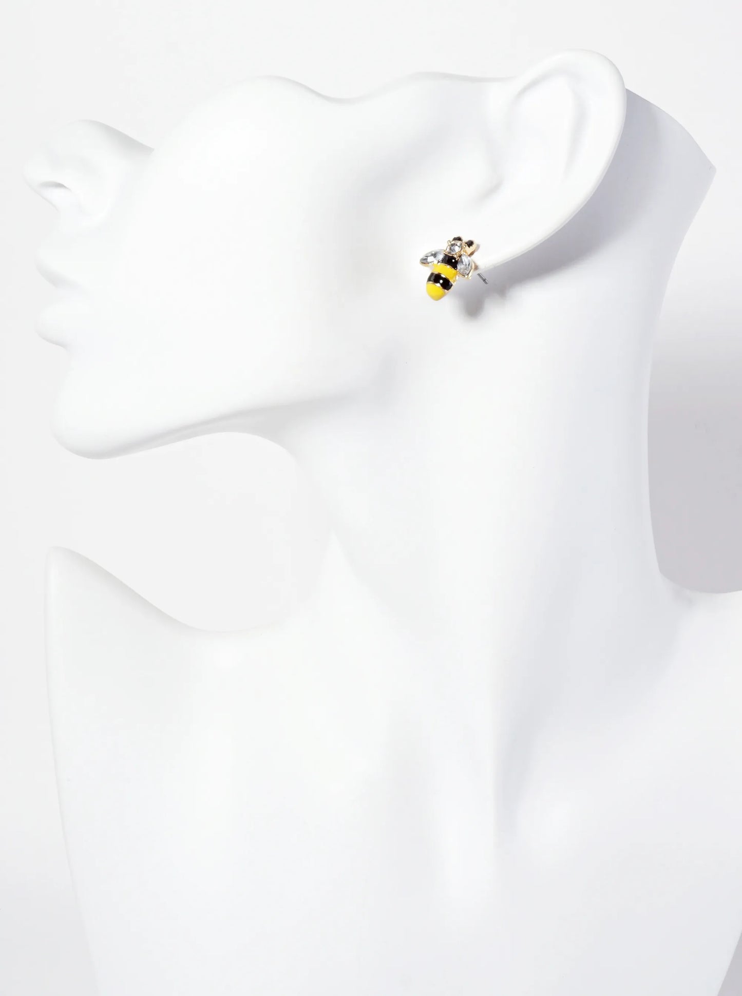 Animal-Theme Enamel Rhinestone Bumblebee Stud Earrings