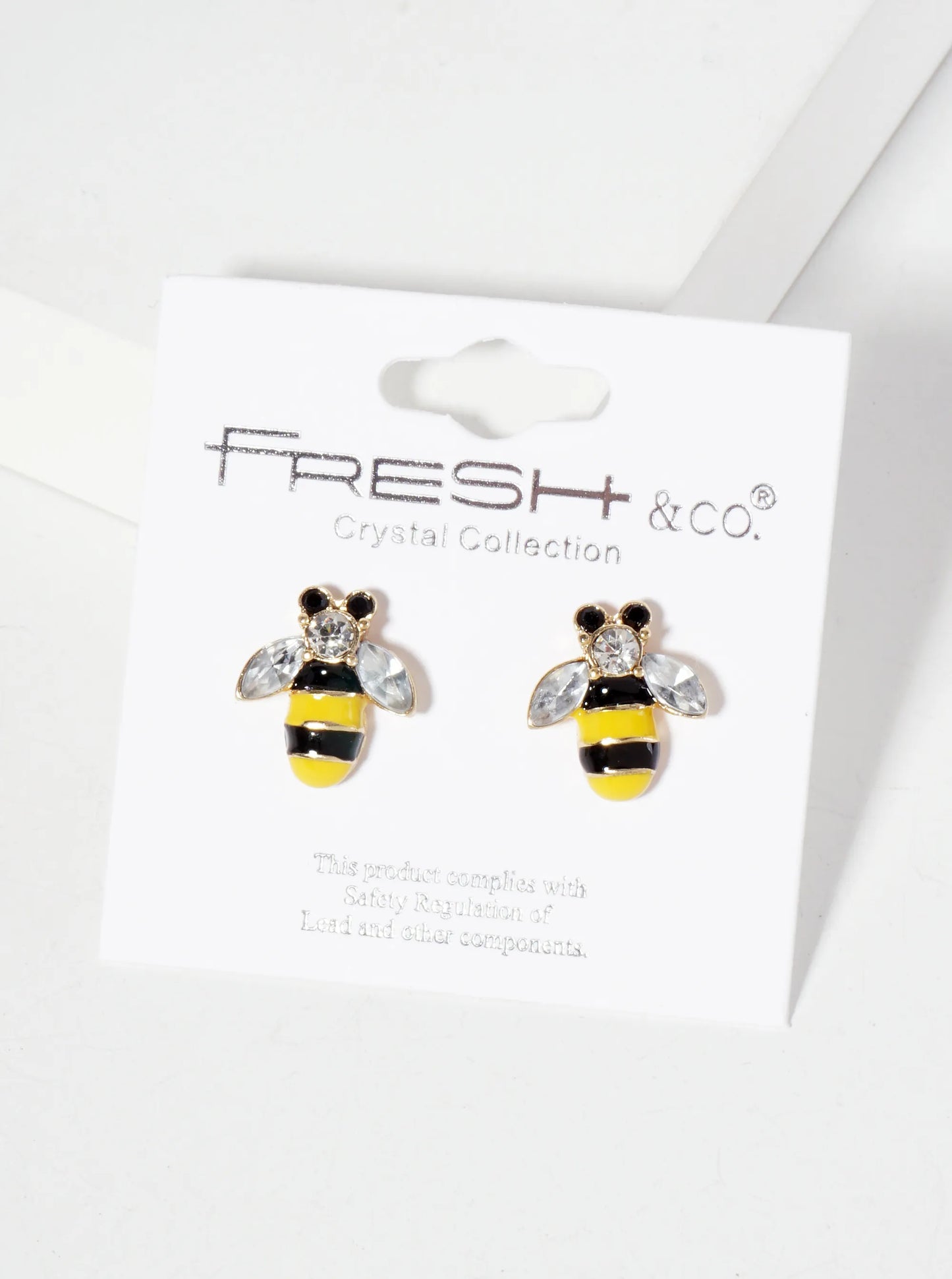 Animal-Theme Enamel Rhinestone Bumblebee Stud Earrings