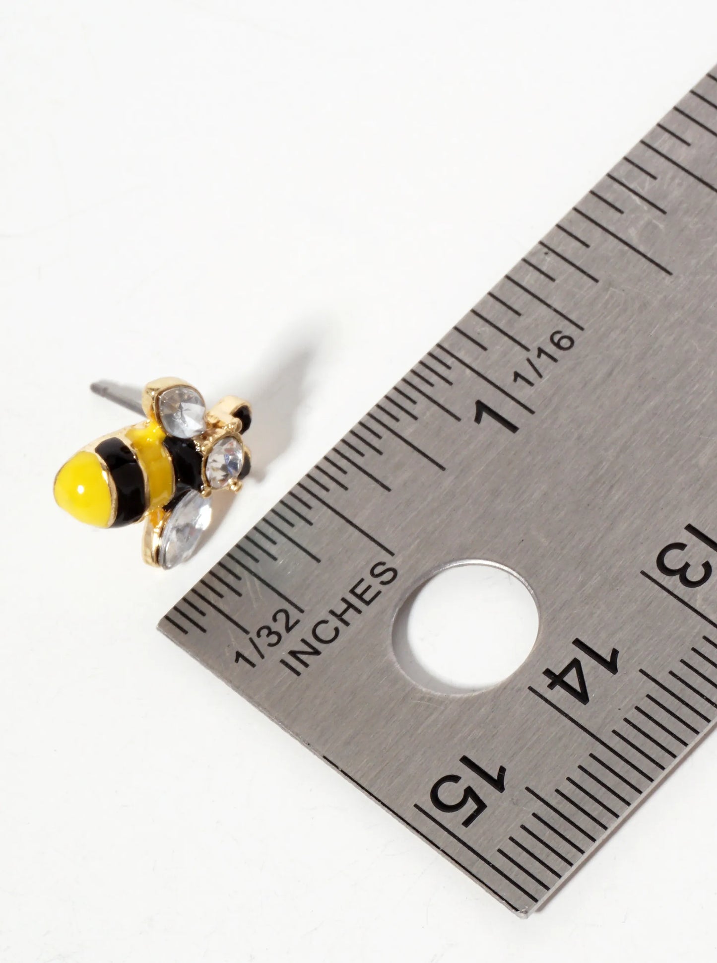 Animal-Theme Enamel Rhinestone Bumblebee Stud Earrings
