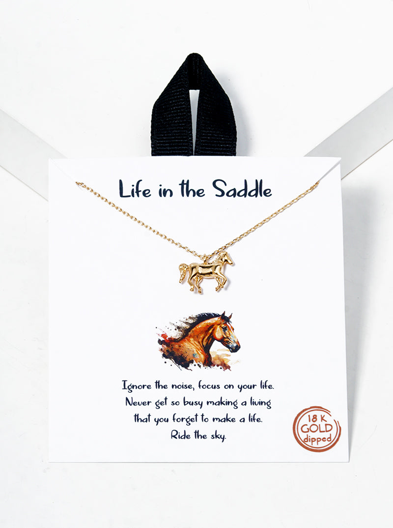 Animal-Theme Horse Pendant 18K-Gold-Dipped Necklace