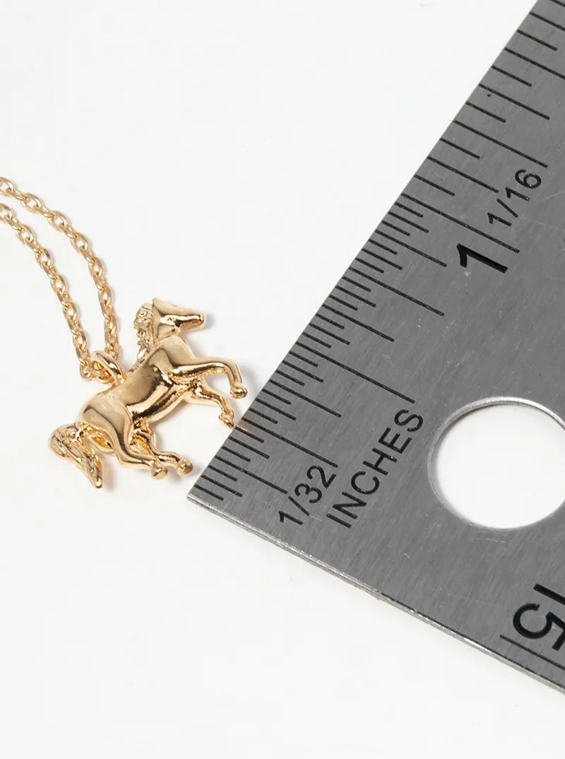Animal-Theme Horse Pendant 18K-Gold-Dipped Necklace