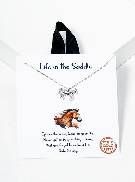Animal-Theme Horse Pendant 18K-Gold-Dipped Necklace