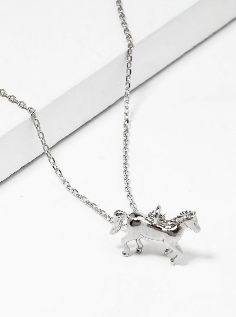 Animal-Theme Horse Pendant 18K-Gold-Dipped Necklace