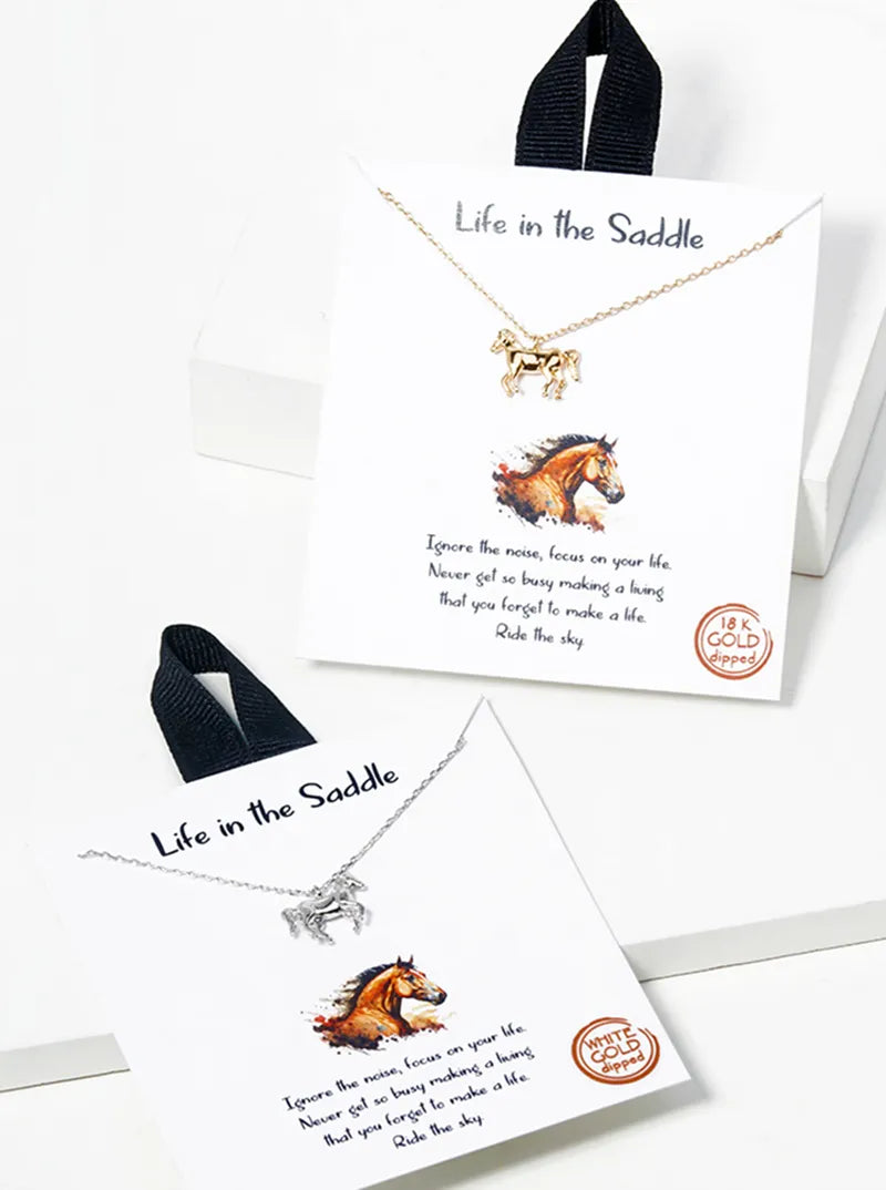 Animal-Theme Horse Pendant 18K-Gold-Dipped Necklace