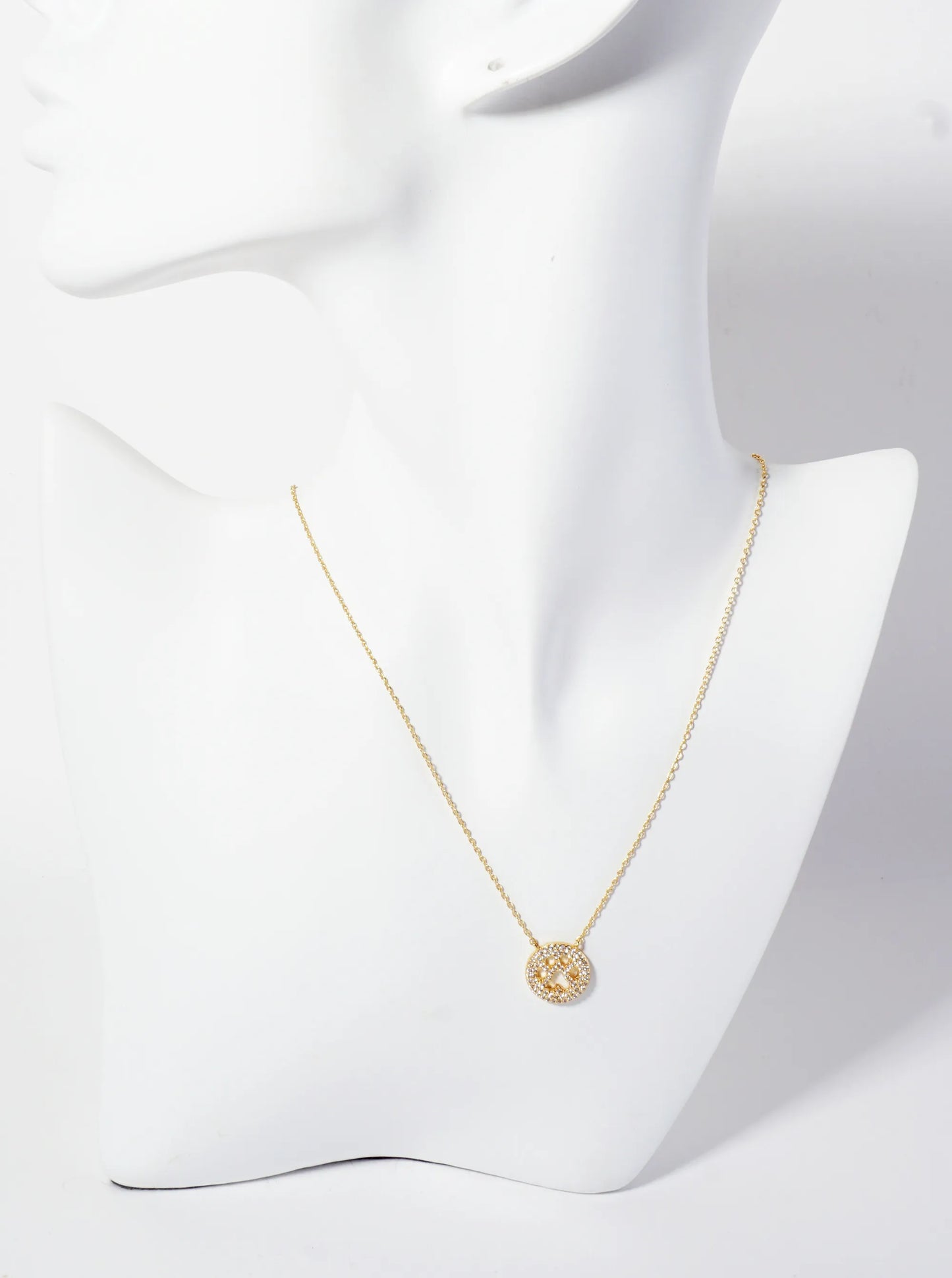 Animal-Theme Pave-Set Cubic-Zirconia 18K-Gold-Dipped Cutout Dog Paw Round Pendant Necklace