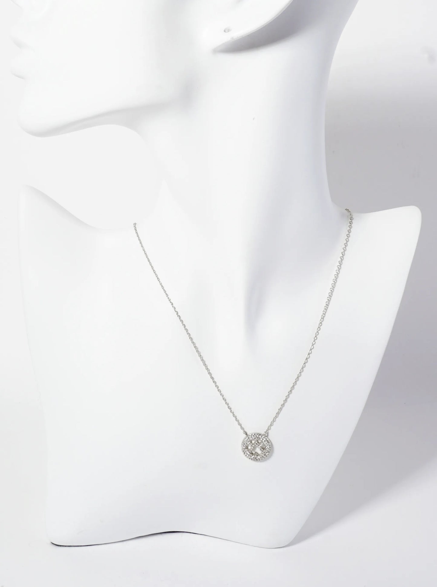 Animal-Theme Pave-Set Cubic-Zirconia 18K-Gold-Dipped Cutout Dog Paw Round Pendant Necklace