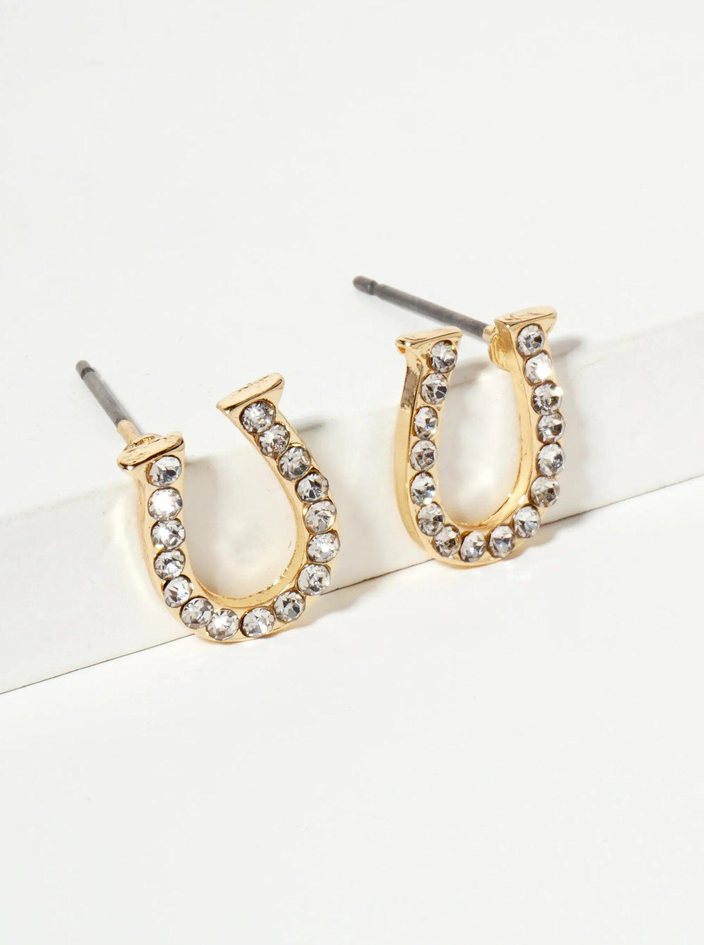 Animal-Theme Pearl And Crystal-Pave Horseshoe Western Stud Earrings