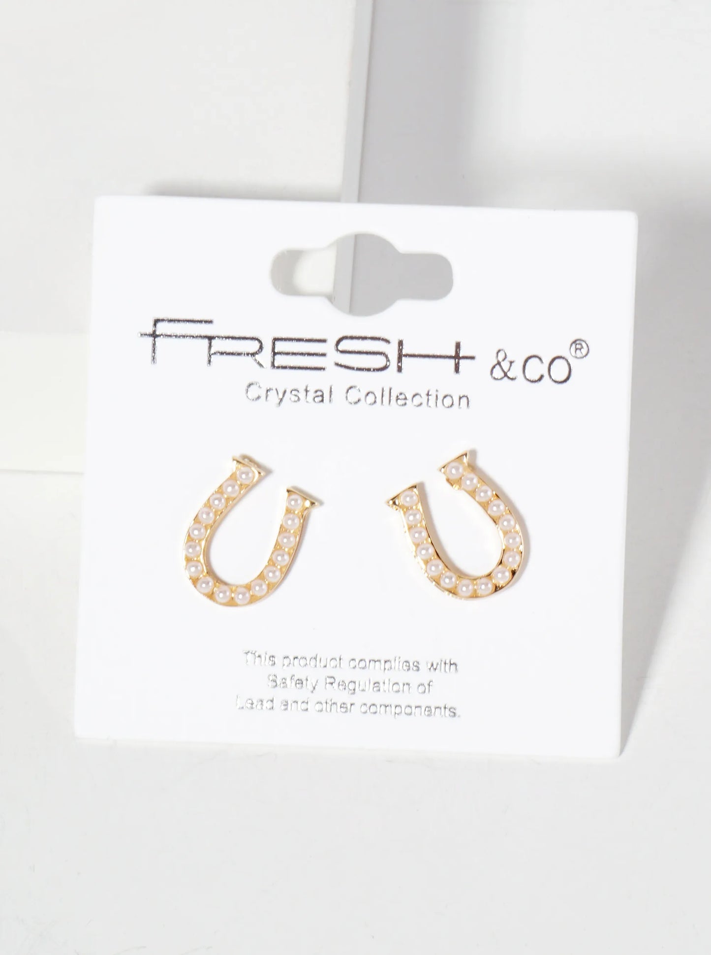 Animal-Theme Pearl And Crystal-Pave Horseshoe Western Stud Earrings