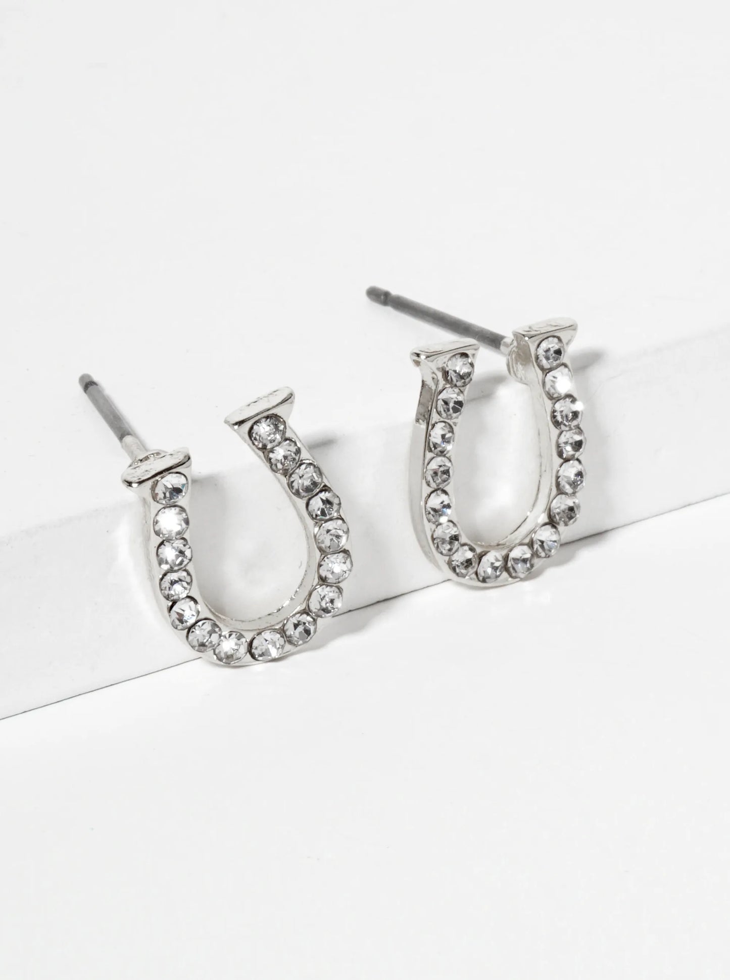Animal-Theme Pearl And Crystal-Pave Horseshoe Western Stud Earrings