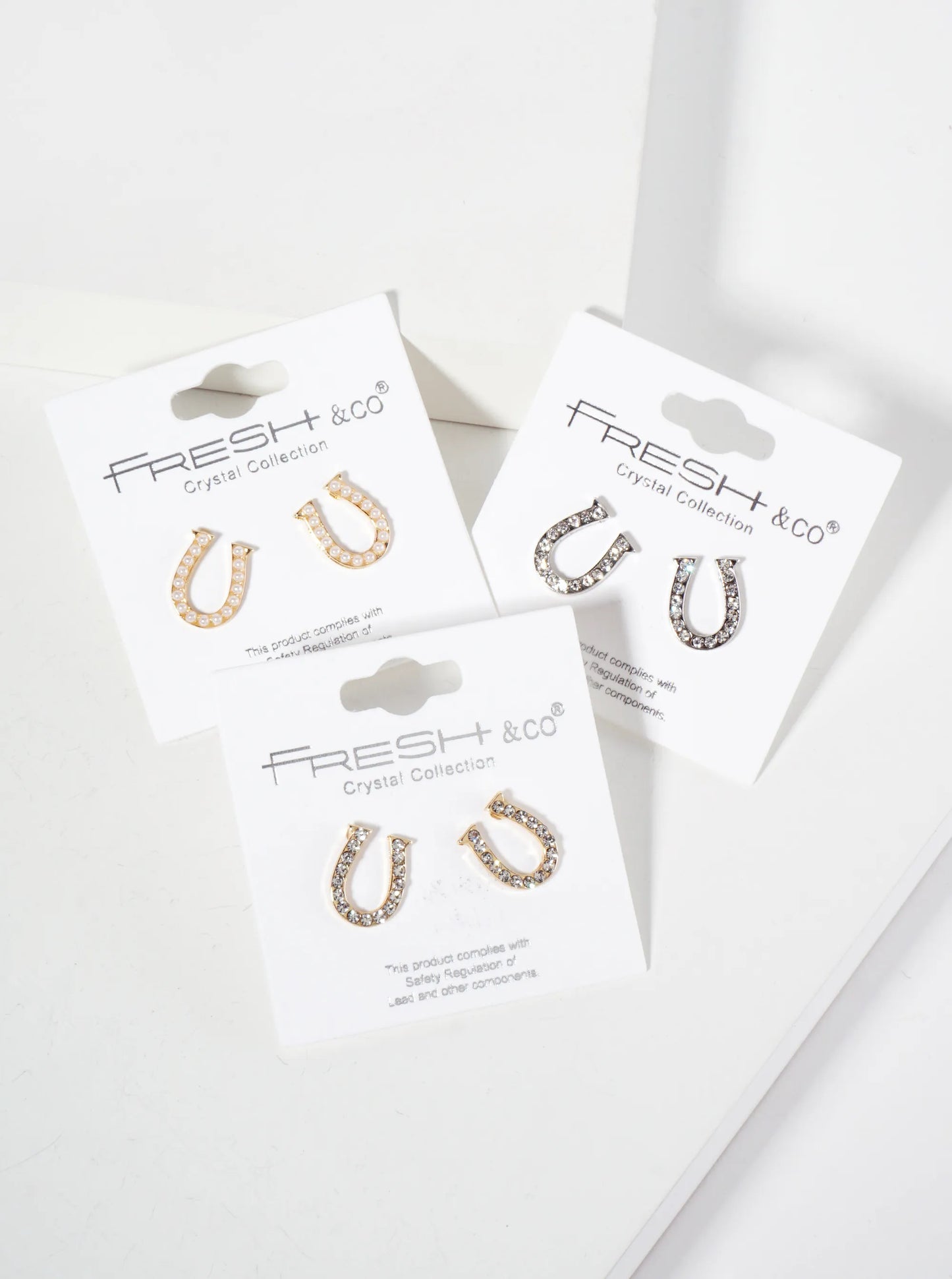 Animal-Theme Pearl And Crystal-Pave Horseshoe Western Stud Earrings