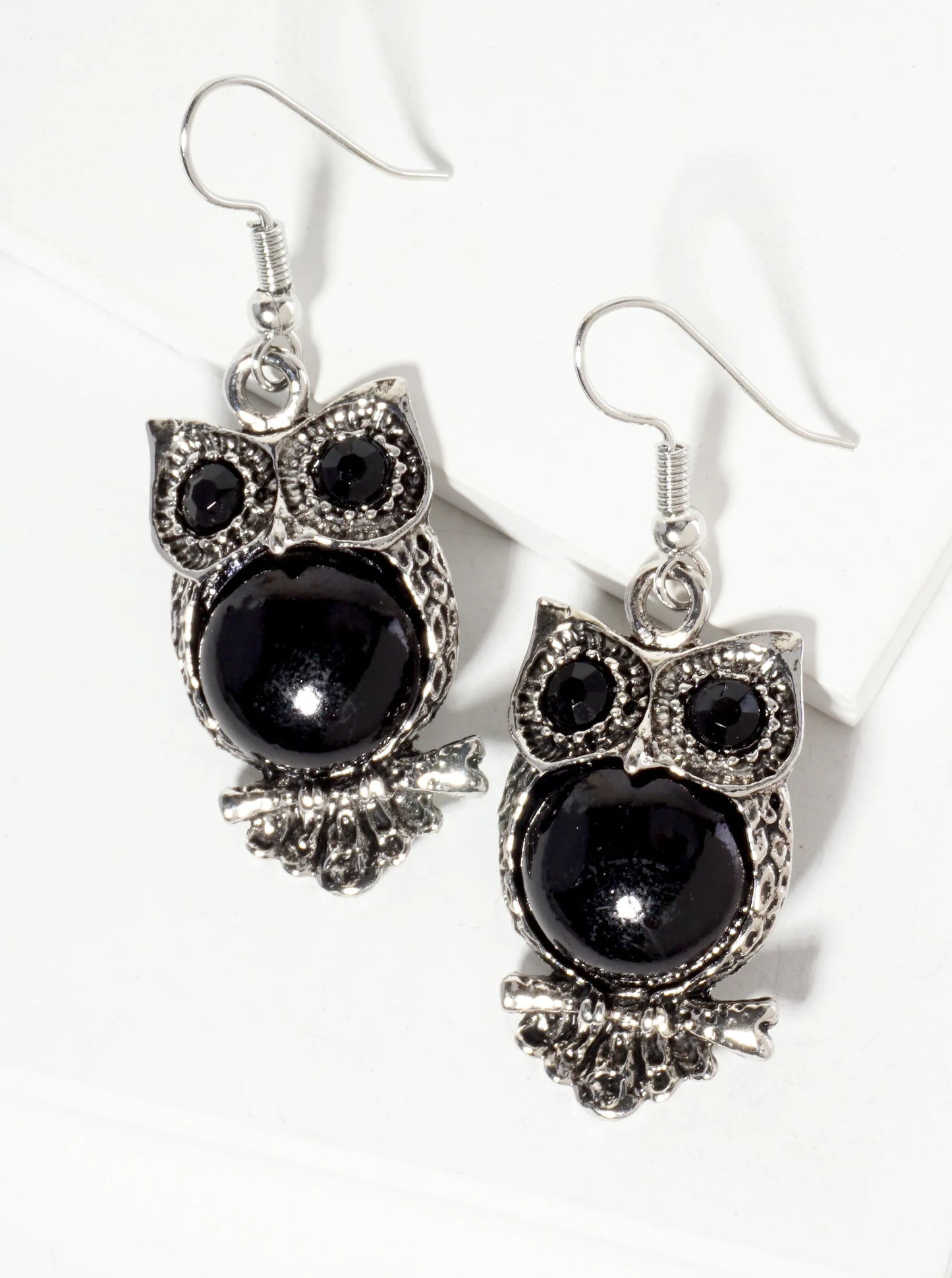 Animal-Theme Semi-Precious Natural-Stone Owl Dangle Drop Bohemian Western Earrings