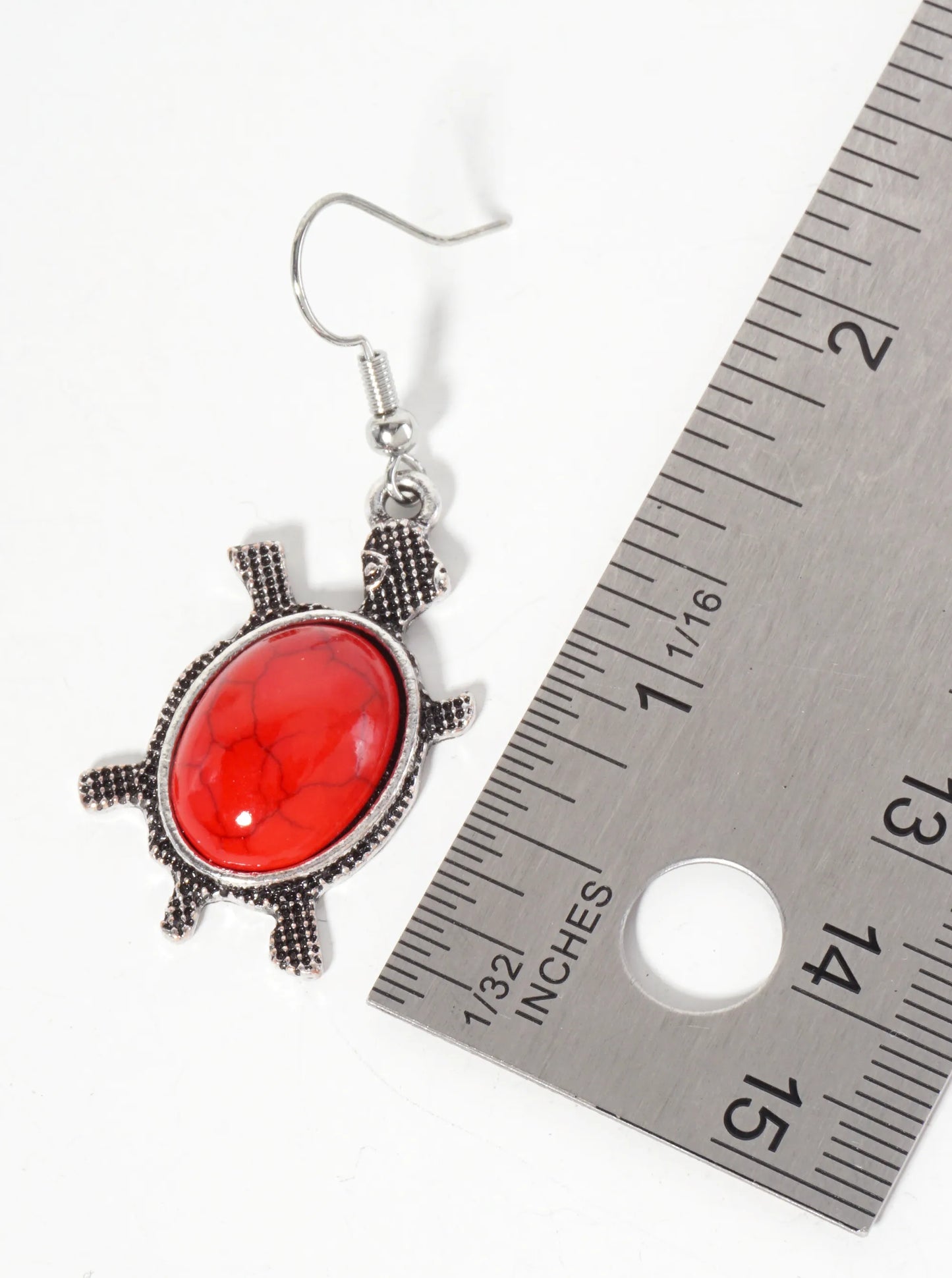 Animal-Theme Semi-Precious Natural-Stone Turtle Dangle Drop Bohemian Western Earrings