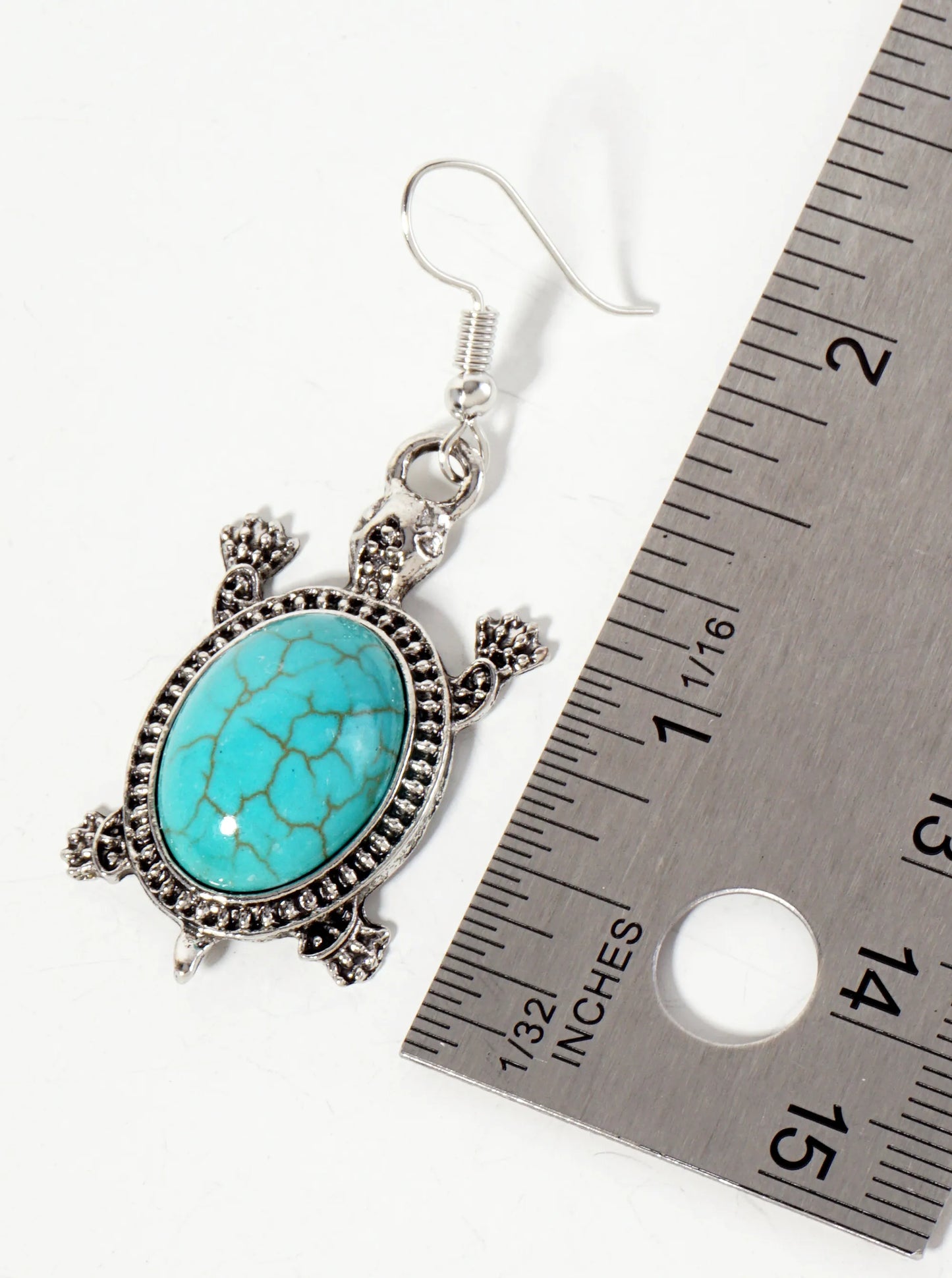 Animal-Theme Turquoise Semi-Precious Natural-Stone Turtle Dangle Earrings